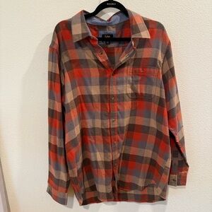 Lee Red and Brown Plaid Button-Up Shirt